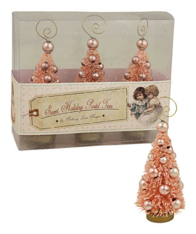 Bethany Lowe Easter Set of 3 "Pink Mini Trees Ornament/Placecard Holder" LO5540