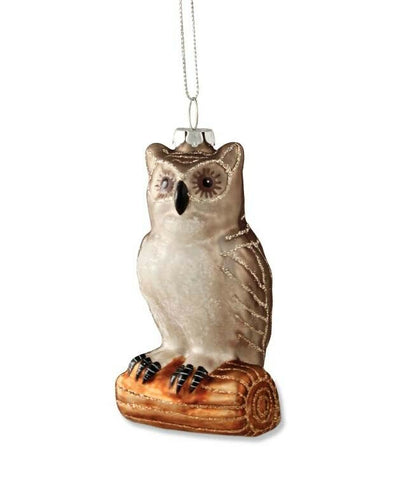 Bethany Lowe Designs Christmas "Owl On Twig Ornament" Glass DA4480