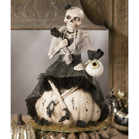 NEW 2020 Bethany Lowe Halloween "Miss Skeleton On Pumpkin" TD9075